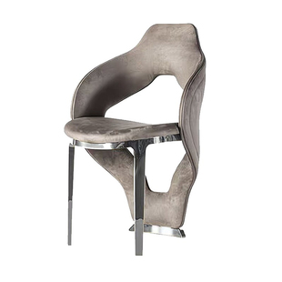 轻奢不锈钢餐椅高级感家用靠背椅别墅，样板房创意设计师接待洽谈椅