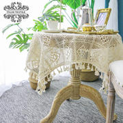 法式蕾丝桌布复古手工钩织编织美式田园餐桌桌布书桌ins少女北欧