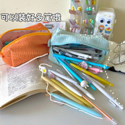 韩国复古格子少女便携包可爱洗漱包，学生大容量笔袋化妆包收纳
