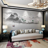 新中式意境水墨山水沙发，卧室客厅影视墙壁画，电视背景墙壁纸壁画