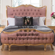 法式雕花软包全实木床 复古实木布艺床 欧式实木床美式单人双人床