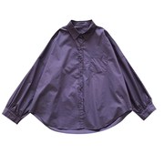紫色衬衫上衣女装设计感早春2024年通勤褶皱下摆纯色长袖外套