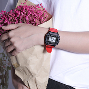 日本卡西欧方块手表，女学生复古电子表运动防水小方，表潮流w-218h
