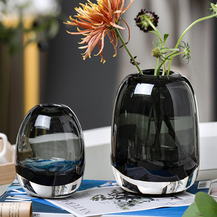 日式简约创意原色玻璃，花瓶水培鲜花，插花工艺品客厅装饰品餐桌摆件