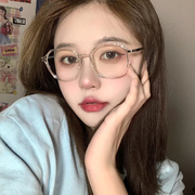 成品近视眼镜女有度数韩版潮网，红素颜大框防蓝光透明眼镜框显瘦