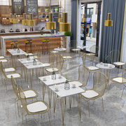 网红桌椅大理石咖啡厅餐桌椅奶，茶店休闲吧甜品，餐台椅ins北欧餐椅