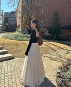高定日本复古时髦慵懒伞形半裙宽松廓形中长裙