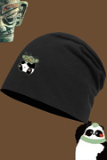 三星堆熊猫面具印花包头帽(包头帽，)男女复古涂鸦保暖防风堆堆头巾帽子定制