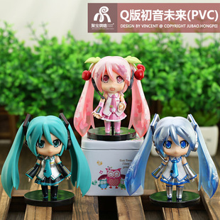 盲盒手办汽车摆件Q版动漫初音手办3款PVC玩偶玩具礼物生日蛋糕摆