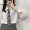 格纹免打灰色领带女jk衬衫日系学院风情侣，款百搭休闲韩版领结