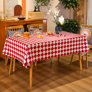 餐桌桌布防水防油防烫免洗家用客厅长方形棋盘格轻奢高级感茶几垫