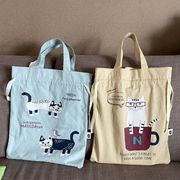 出口日本 指定款 棉布环保购物袋可放A4书本ipad手提包抽绳袋口