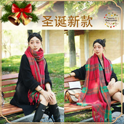 是小米吖圣诞新年围巾格子围脖时尚秋冬保暖女士围巾秋冬季