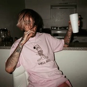Lil Peep潮牌HELL BOY嘻哈男女款原宿宽松纯棉短袖t恤美式小领口