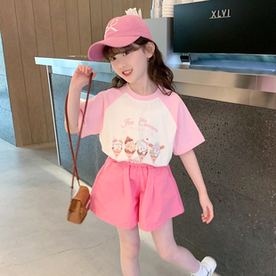女童T恤2024春装韩版儿童冰淇淋印花上衣宝宝春夏洋气短袖潮