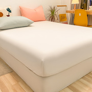 日式ins风床笠全棉单件小清新桔粉蓝白色床垫防尘保护套纯棉床罩