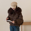 美拉德穿搭冬季2023羽绒服女韩版宽松大毛领高奢气质短款外套