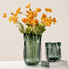 绿色琉璃花瓶摆件现代简约轻奢样板房客厅餐桌插干花玻璃软装饰品