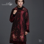 隆唐民族风手工刺绣外套，中老年女装中长款修身显瘦风衣m246