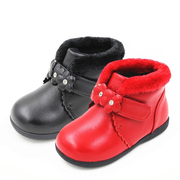 斯乃纳童鞋冬款SP1642366B女童保暖棉皮鞋小公主真皮短靴
