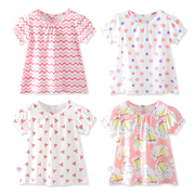 女宝宝短袖t恤1-3岁女童，纯棉婴儿半袖洋气夏季上衣打底衫外穿