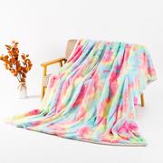 羊羔绒毛毯彩虹被扎染空调毯午睡毯外贸，毛绒毯(毛绒毯)双面绒毯子