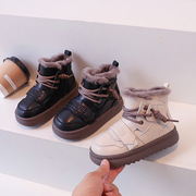 儿童机车雪地靴小童防滑韩版男童靴子加厚保暖女童棉靴小宝宝短靴
