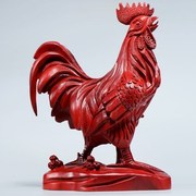 初芬红纯雕装饰品实木制摆件十二生肖大公鸡工艺品花梨木木质雄鸡