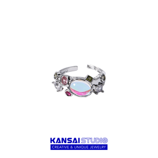 KANSAI月光石戒指女小众设计甜酷开口可调节个性轻奢高级感手饰品