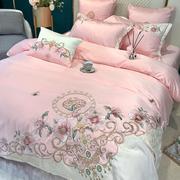 床上四件套结婚粉色被套风大气舒适全棉婚庆欧式床上用品粉色2.0