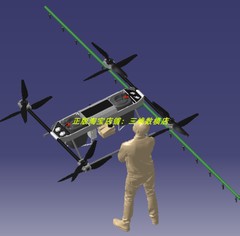 重型四旋翼无人机农业农用喷洒药水灌溉3D三维几何数模型假人飞机
