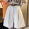 西装短裤女春夏2023大码胖mm高腰，宽松显瘦直筒阔腿休闲五分裤