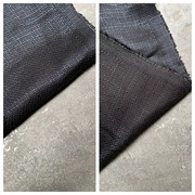 76亚麻24粘纤纯黑色进口高端光泽小香风编织时装面料定制布料