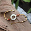 金丝玉手链手镯，新疆和田羊脂白玉圆环，镶嵌南红轻奢时尚款货源