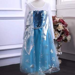 万圣节冰雪奇缘爱莎公主裙Elsa女王连衣裙女童长袖艾莎礼服裙