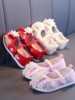 女童汉服鞋子春季儿童棉靴红色中国风马面裙古装绣花鞋民族风靴子