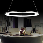 led客厅吊灯现代简约圆环形，亚克力灯时尚创意餐厅卧室书房工程灯