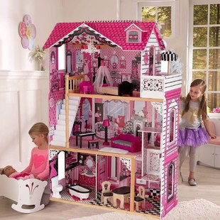 欧美木质娃娃屋儿童公主屋城堡，玩具屋女孩大型别墅房子玩具房礼物