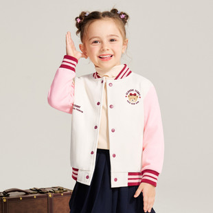 精典泰迪品牌女童外套，春装2024儿童棒球服春秋，款洋气宝宝时髦