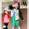 女童韩版拼色字母外套，宝宝2023秋装洋气卫衣，开衫儿童时尚夹克