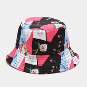 印花双面戴渔夫帽两面可戴纯棉彩色图案盆帽户外出游学生遮阳帽子