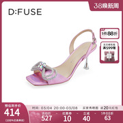 DFuse迪芙斯气质高级细跟高跟凉鞋女蝴蝶结方头露趾DF32115371