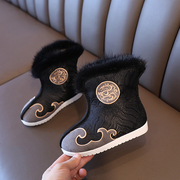 老北京手工布鞋男童学生童靴冬季加绒靴子古风短靴子汉服鞋舞蹈鞋