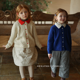 女童羊毛混纺韩系针织衫允儿妈，宝宝幼儿园秋冬毛衣开衫儿童外套