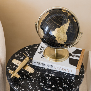 美式轻奢书房桌面装饰地球仪摆件金色小号公司开业办公室工艺