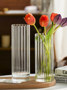 欧式简约创意透明花瓶水养玫瑰，百合富贵竹插花器，客厅餐桌玄关摆件