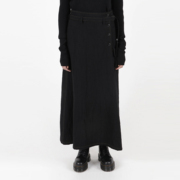 yojiooak暗黑色斜纹羊毛，裹身航线半身裙，原创设计女士长裙