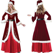 圣诞节服装女长袖欧洲复古宫廷长裙圣诞装成人圣诞服长款大码XXXL