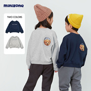 minizone童装卡通小熊镂空长袖卫衣蝙蝠袖套头衣服超洋气休闲