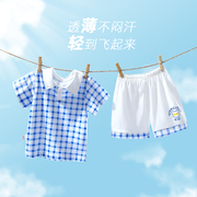 宝宝短袖套装纯棉婴儿夏装，儿童夏季薄女宝，t恤男童短裤休闲两件套
